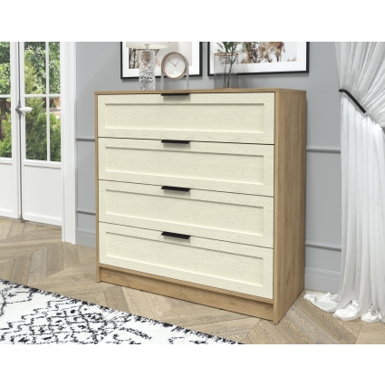 Kомод Тренд КТ-К100 (Дуб золотой ЛДСП/ Дуб снежный ЛМДФ) Ш1000 В1020 Г451